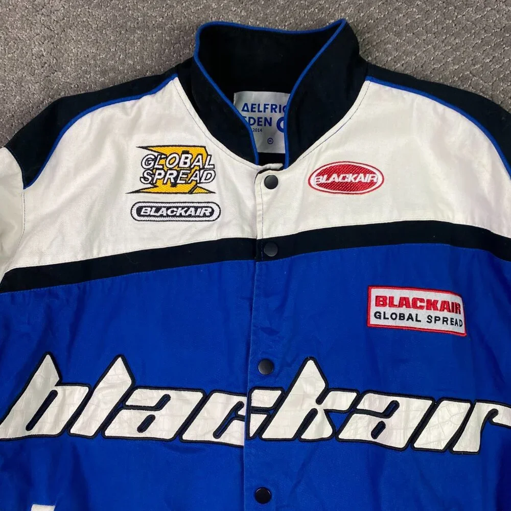 Aelfric Eden Black Blue White Racing Bomber Jacket - Picture 2 of 12